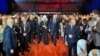 Ministar odbrane Srbije Miloš Vučević (L), poglavar SPC Porfirije i predsednik RS-a Milorad Dodik na svečanoj akademiji povodom neustavnog Dana Republike Srpske u Banjaluci, 8. januar 2024.