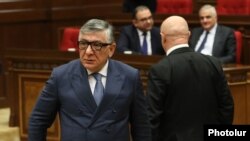 Armenia - Businessman Khachatur Sukiasian arrives for the government's question-and-answer session in parliament, Yerevan, March 22, 2023.