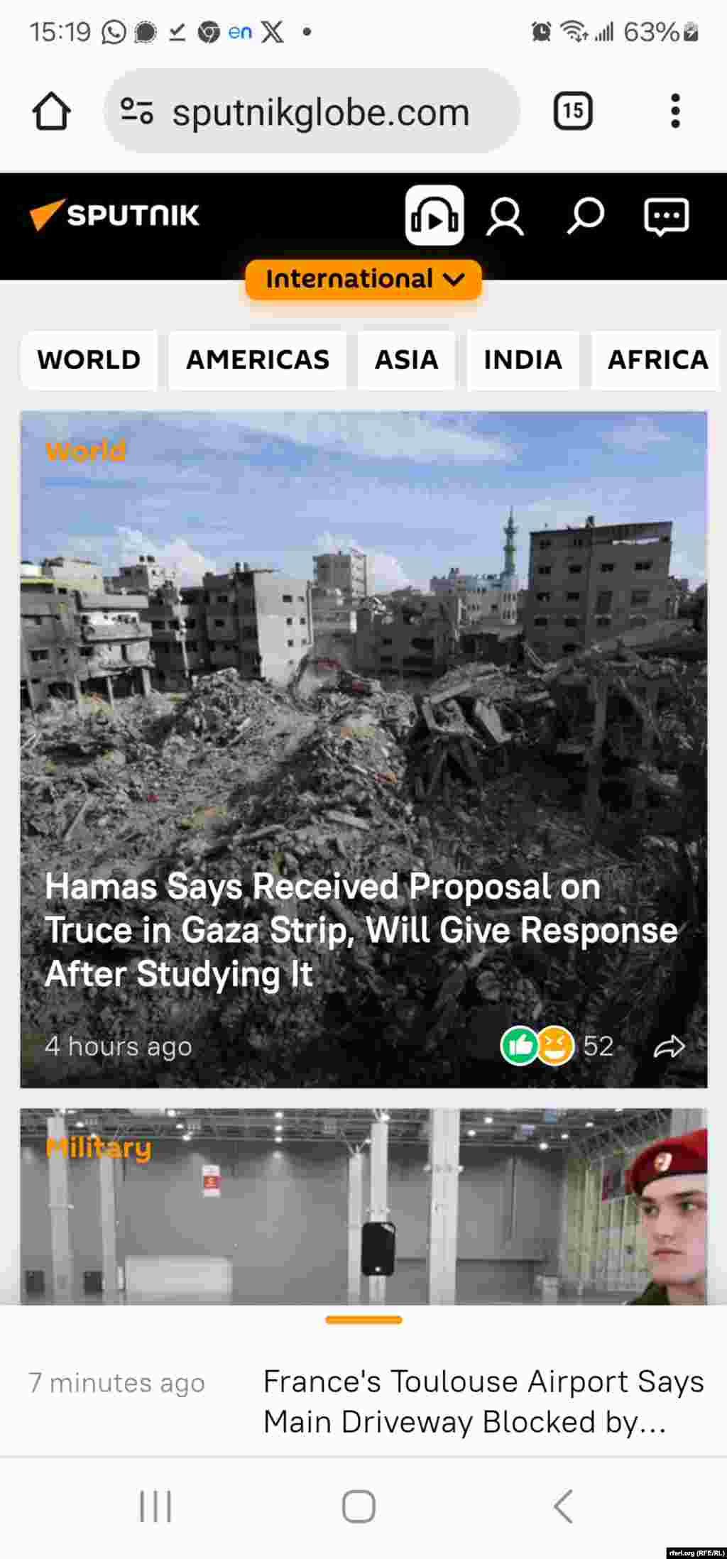Sputnik na engleskom, dostupan u gradu u kom je sedište EU, 30. januara 2024. 