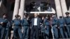 Armenia - Samvel Shahramanian, the Karabakh president, addresses protesters outside the Karabakh mission in Yerevan, October 20, 2023.