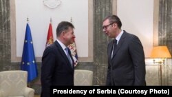 Miroslav Lajčak i Aleksandar Vučić u Beogradu, 14.11.2023.