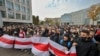 Студенти на мітингу проти результатів президентських виборів в Білорусі. Мінськ, 26 жовтня 2020 року