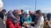 UKRAINE--A "humanitarian corridor" for refugees has been built at the Krakovets checkpoint on the Ukrainian-Polish border