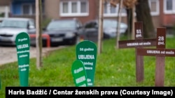 "Groblje femicida", akcija Centra za ženska prava Zenica povodom 16 dana aktivizma protiv nasilja nad ženama i djevojkama, decembar 2022.