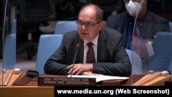 Visoki predstavnik u Bosni i Hercegovini, Kristijan Šmit, obraća se Savjetu bezbjednosti Ujedinjenih nacija, Njujork, SAD, 11. maj 2022.