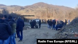 Sa protesta koji su organizovali pripradnici srpske zajednice u leposaviću, na Kosovu, 2.februar 2023.godine 