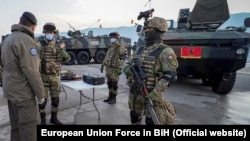 Bosnia and Herzegovina -- Motorised platoon from Romania, comprising a part of EUFOR Althea forces in Bosnia and Herzegovina, January 26, 2022