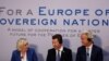Конференція Групи європейських партій і свобод у Європарламенті у Празі, 16 грудня 2017 року. На фото: Марін ле Пен (зліва), Томіо Окамура і Герт Вілдерс (справа)