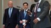 ABŞ-nyň Döwlet sekretary Marko Rubio (ortada), şeýle-de ABŞ-nyň NATO-daky ilçisi Matt Whitaker (çepde) 3-nji aprelde NATO-nyň Brýusseldäki baş edarasynda.