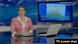 Скриншот кадра выпуска новостей на телеканале «Узбекистан». 