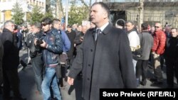Srđan Milić na protestu, foto: Savo Prelević