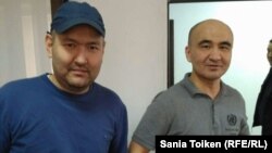Activists Talghat Ayan (left) and Maks Boqaev in Atyrau in October 2016