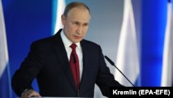 Ռուսաստան - Նախագահ Վլադիմիր Պուտինը ամենամյա ուղերձով է հանդես գալիս Դաշնային ժողովում, Մոսկվա, 15-ը հունվարի, 2020թ.