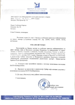 Odgovor Instituta za onkologiju i radiologiju RSE