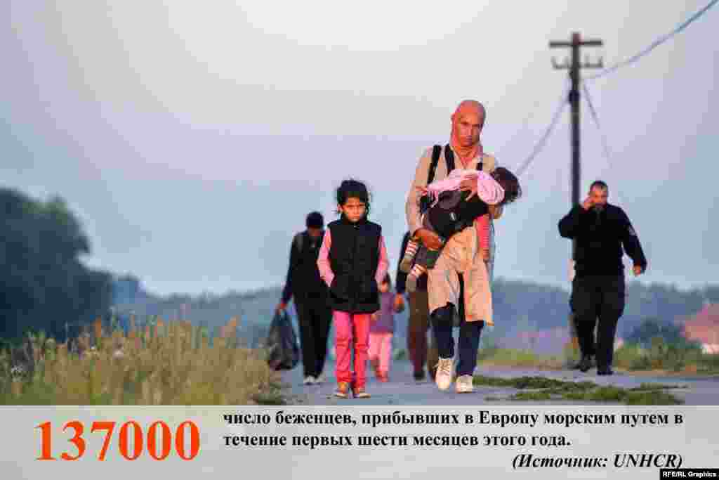 По данным ООН, за первое полугодие текущего года число беженцев, прибывших в Европу морским путем, достигло рекордной отметки в 137 тысяч человек — это на 80 процентов больше по сравнению с тем же периодом 2014 года.