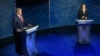 Potpredsjednik SAD i predsjednički kandidat demokrata Kamala Harris i bivši američki predsjednik i republikanski predsjednički kandidat Donald Trump za vrijeme predsjedničke debate u Nacionalnom ustavnom centru u Filadelfiji, Pensilvanija, 10. septembra 2024.