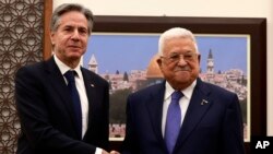 Američki državni tajnik Antony Blinken (lijevo) i predsjednik Palestinske samouprave Mahmud Abas u Ramallahu na Zapadnoj obali, 10. januara 2024.