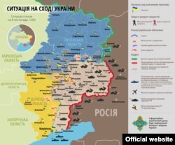 Ukraine – UKRAINIAN Map: The situation in a combat zone at Donbas, 08Nov2014