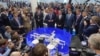 Россия, Сочи -Дмитрий Медведев ознакомился с проектом моста в Крым на форуме в Сочи 2015