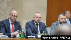Goran Rakić, Milan Radojičić i Dalibor Jeftić na sastanku u Beogradu, 24. maja 2019.