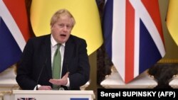 Boris Džonson na konferenciji za medije u Kijevu (1. februar 2022)