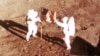 Нил Армстронг и Базз Олдрин водружают флаг США на Луне. 20 июля 1969 года
