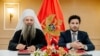 Patrijarh Porfirije i premijer Dritan Abazović tokom potpisivanja Temeljnog ugovora. Podgorica 3. avgust
