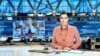 Наиля Аскер-Заде в студии Первого канала, коллаж