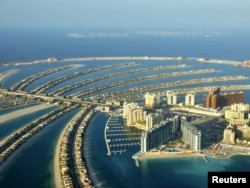 Dubaýdaky Palm adasy kurortynyň ýokardan görnüşi
