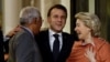 Francuski predsjednik Emmanuel Macron (u sredini), predsjednik Evropskog vijeća Antonio Costa i predsjednica Evropske komisije Ursula von der Leyen, u Parizu, Francuska, 17. februara 2025.
