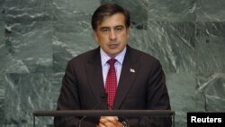 Президент Грузии Михаил Саакашвили во время выступления на Генеральной Ассамблеи ООН