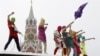 Группа 'Pussy Riot' выступает на Лобном месте в Москве. 20 января 2012 г