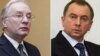 Outgoing Foreign Minister Syarhey Martynau (left) and his replacement, Uladzimir Makei