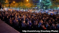 საპროტესტო აქცია ცხინვალში. 2020 წლის 29 აგვისტო