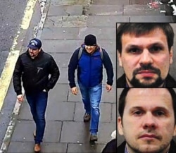 Dvojica muškaraca za koje se vjeruje da su agenti GRU-a, Aleksandar Petrov ( Anatolij Čepiga, gore) i Ruslan Boširov (aka Aleksandar Miškin), snimljeni su u Salisburiju istog dana kada su Skripalji otrovani.