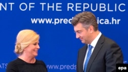 Razgovori povodom političke krize: Kolinda Grabar Kitarović i Andrej Plenković