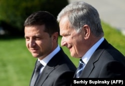Predsednik Ukrajine Volodimir Zelenski s finskim predsednikom Saulijem Ninistom u Kijevu, septembar 2019.
