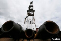 A drilling site near a boosting compressor station (BCS) on the East Poltava gas field outside the village of Kovalivka in the Poltava region of Ukraine.