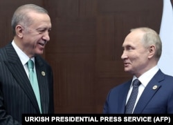 Реджеп Эрдоган и Владимир Путин на переговорах в Астане в октябре 2022 года