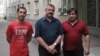 (Аз чап ба рост) Фарҳод Алимов,
ҳавонаварди дуюм, Аъзам Нодиров, сарнишин, сардори ҳайат ва Сангинмурод Каримов, стюарт