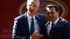 NATO Secretary-General Jens Stoltenberg (left) with Macedonian Prime Minister Zoran Zaev in Skopje on September 6. 