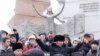 Kazakh human rights activists demonstrate in Almaty on December 16. 