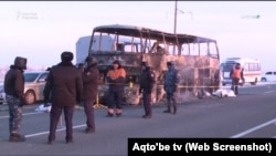 The fire occurred in the Aqtobe region on January 18 as the bus was en route from Shymkent in southern Kazakhstan to the Russian