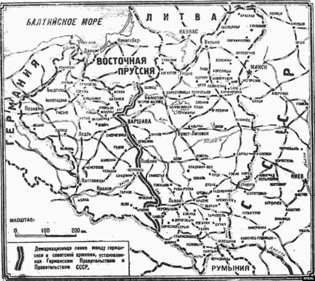 Мапа на поделбата на Полска 