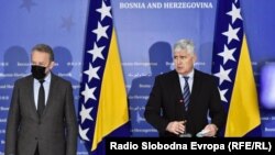 Dragan Čović (D) je "optimistični realista" po pitanju dogovora sa Bakirom Izetbegovićem (L), februar 2021.