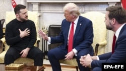 Ukrajinski predsednik Volodimir Zelenski, predsednik SAD Donald TRamp i potpredsednik SAD Džej DI Vens, Bela kuća, 28. februar 2025.