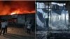 Пожар на вещем рынке «Хабиб», расположенном в Денауском районе Сурхандарьинской области. Фото мобильного репортера Радио «Озодлик». 