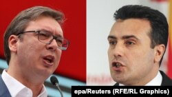 Serbian President Aleksandar Vucic (left) and Macedonian Prime Minister Zoran Zaev