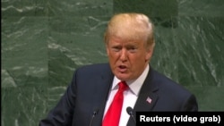 د امريکايي ولسمشر ډونلډ ټرمپ د ملګرو ملتونو اسمبلۍ ته وينا.