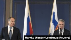 Ռուսաստանի և Ֆինլանդիայի ԱԳ նախարարներ Սերգեյ Լավրովը և Պեկկա Հաավիստոն համատեղ ասուլիսում, Հելսինկի, 3 մարտի, 2020թ. 